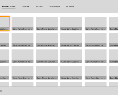 Playnite banner style card layout wireframe