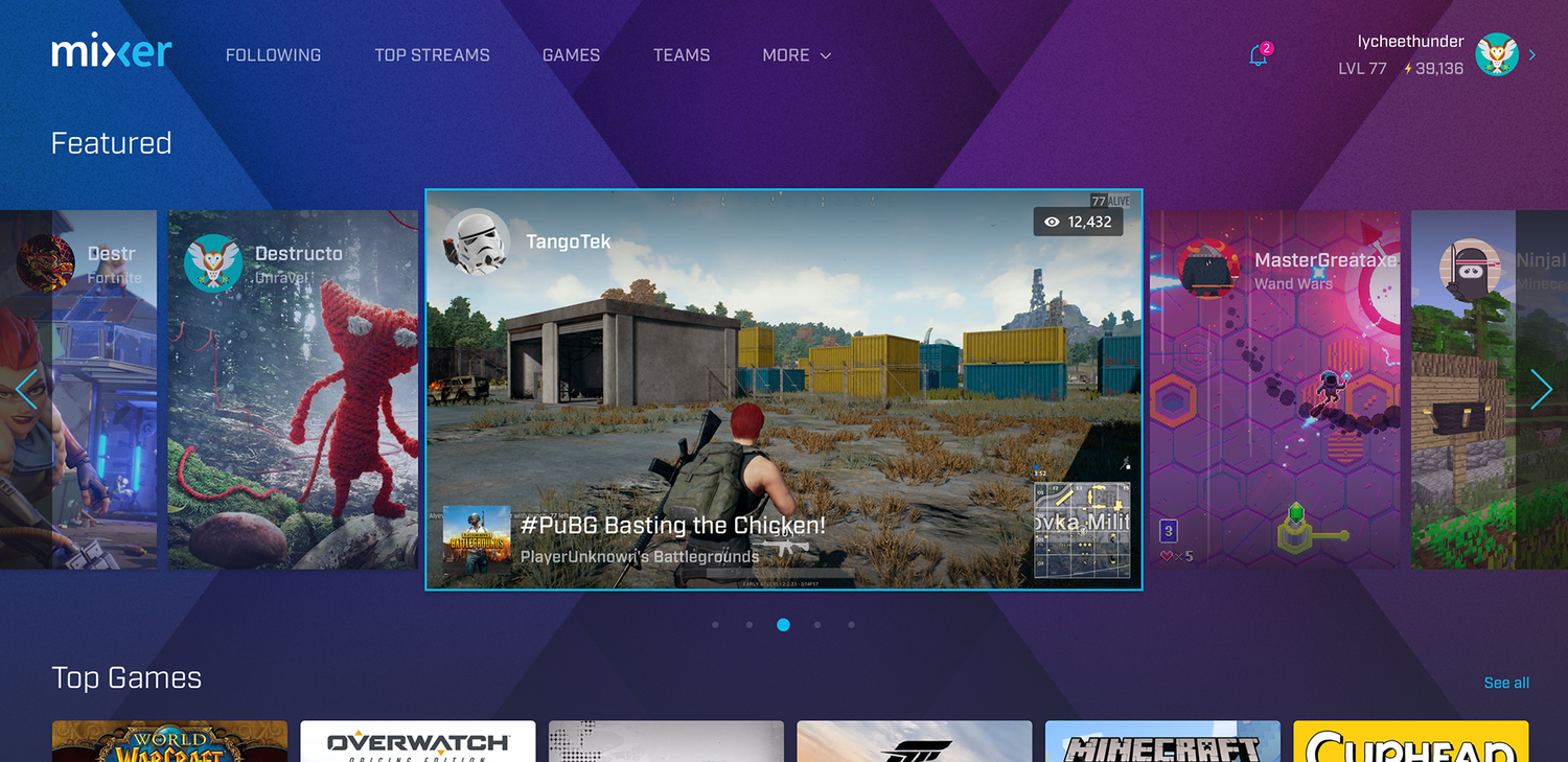 Mixer homepage with adjustments